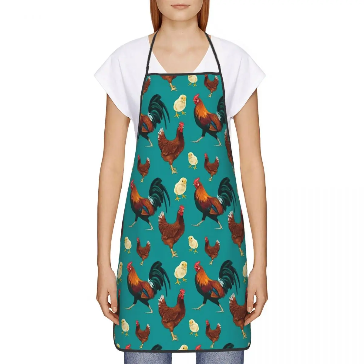 Chicken, Hen And Rooster Design Apron Chef Cooking Cuisine Tablier Sleeveless Bib Kitchen Cleaning Pinafore for Women Men image 4