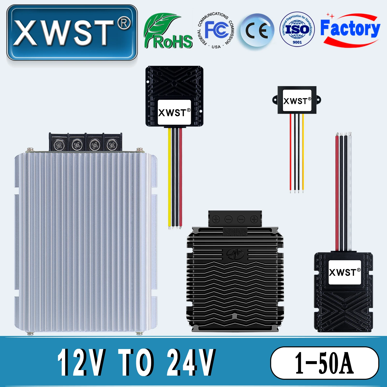 XWST DC To DC Converter 12V TO 24V 1A 3A 5A 10A 12A 15A 20A 30A 40A 50A Step Up Boost 12 Volts 24 Volts Car Power Supply