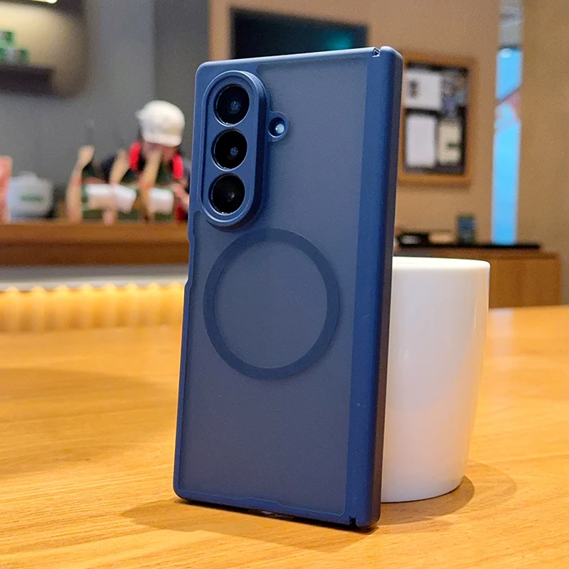 Luxuriöse matte Hülle mit magnetischem Scharnier für Magsafe, faltbar, für Samsung Galaxy Z Fold 7 8Ultra, kabelloses Laden, stoßfeste, transparente Abdeckung – Detail 8