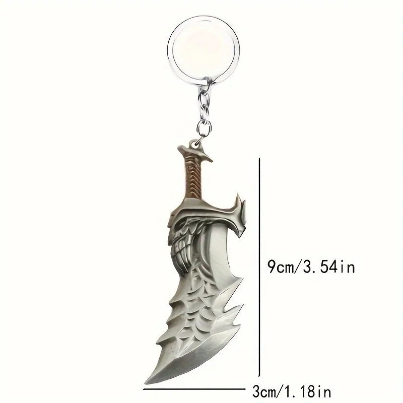 1PC alloy hip-hop handsome big knife men's keychain, party accessories, big knife weapon model keychain image 3