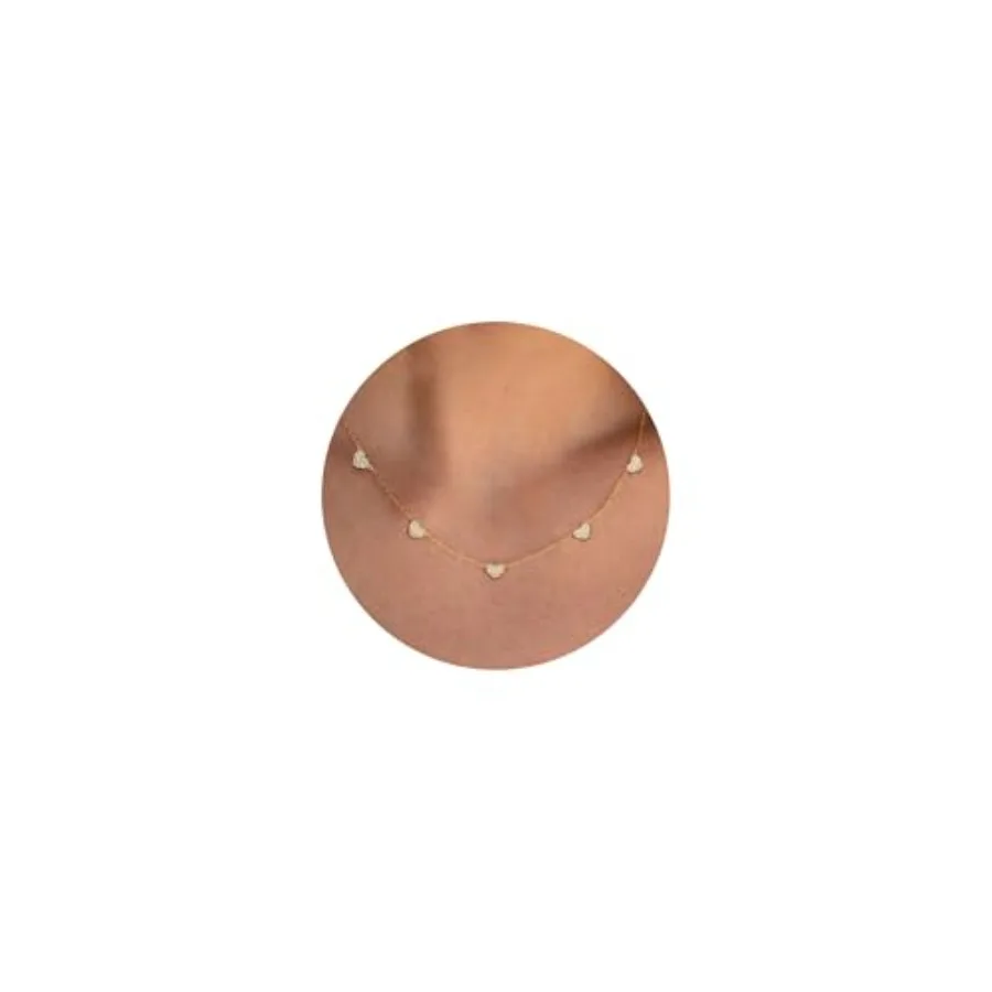 

VRIUA Necklaces for Women - 14K/ Plated Dainty Chain Necklace with Five Charms:,,,,, Clover,,, of David, and Trendy Jewelry