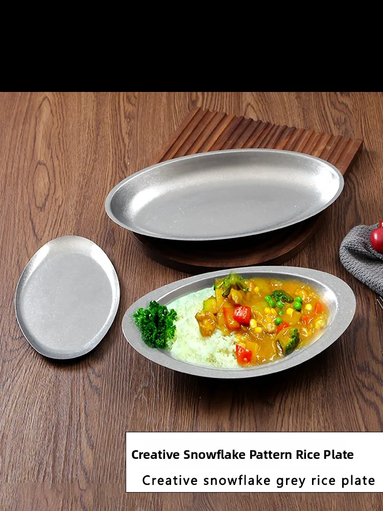 Retro Edelstahl-Salatschüssel, tief, oval, hochästhetisch, personalisierbar, aus Festland China