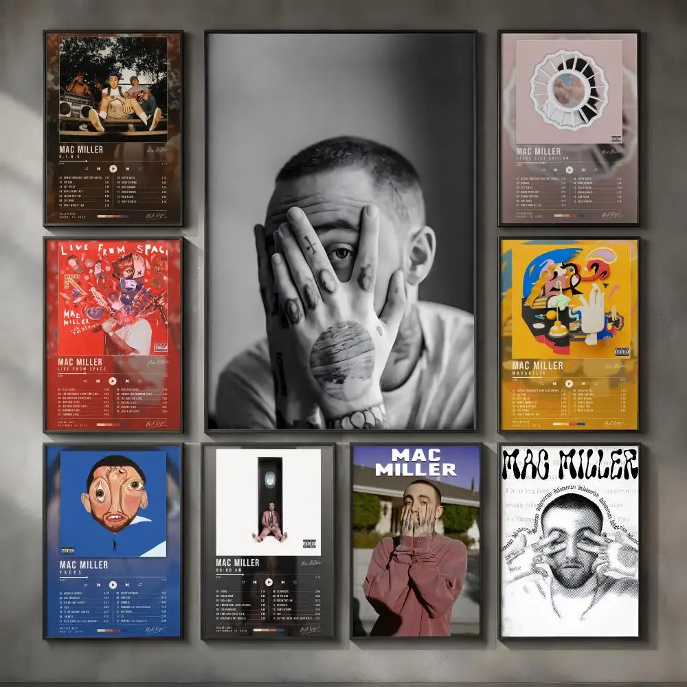 Rapper M-Mac Miller-R Poster Vintage Self Adhesive PP Wall Art for Living Room Bar Bedroom Home Decor Gift