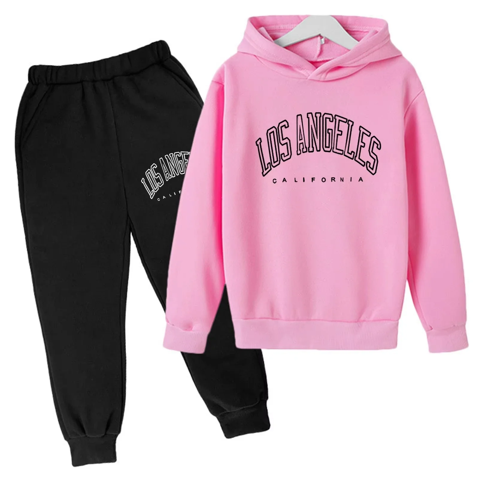 Children Kids Casual Letter Printed Long Sleeve Hoodie Pullover Sweatshirt Tracksuit Jogger Sweatpants Unisex 2 PC Sweatsuit Set