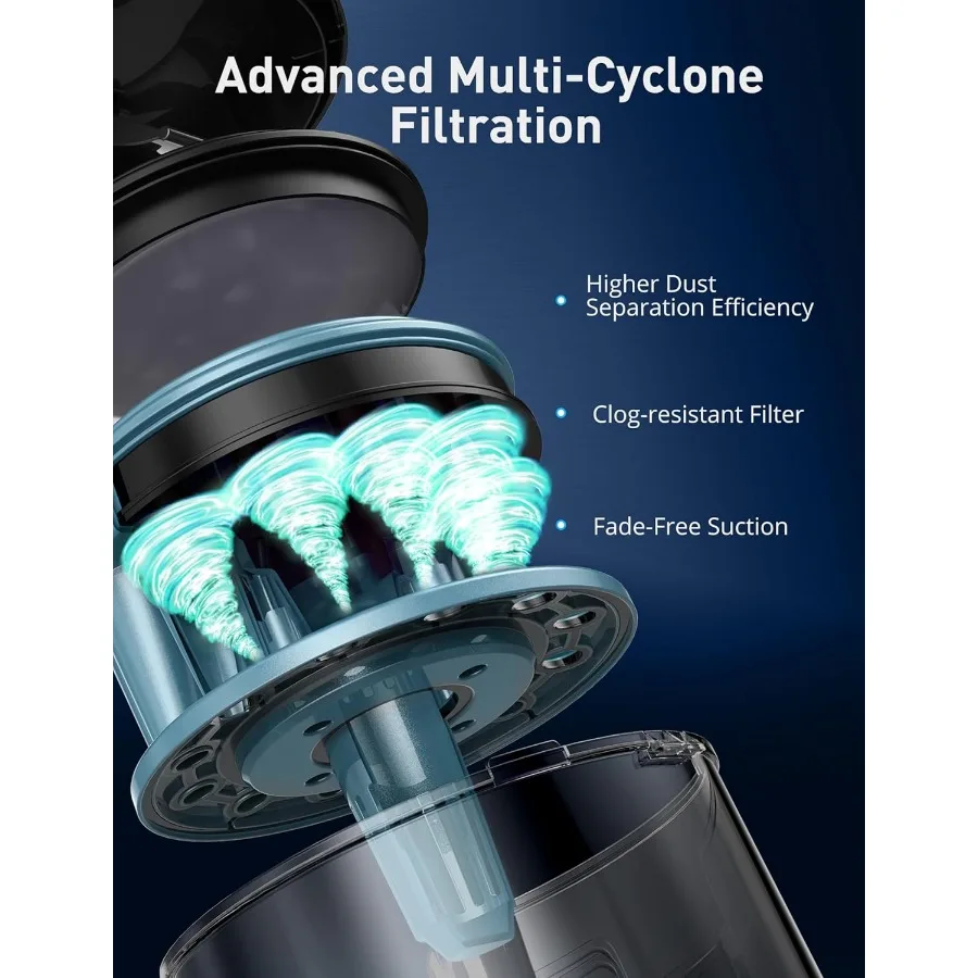 1700W 캐니스터 진공 청소기, 32Kpa 흡입력, 백리스 디자인, 멀티사이클론 필터 및 이중 항알레르기 기능 탑재