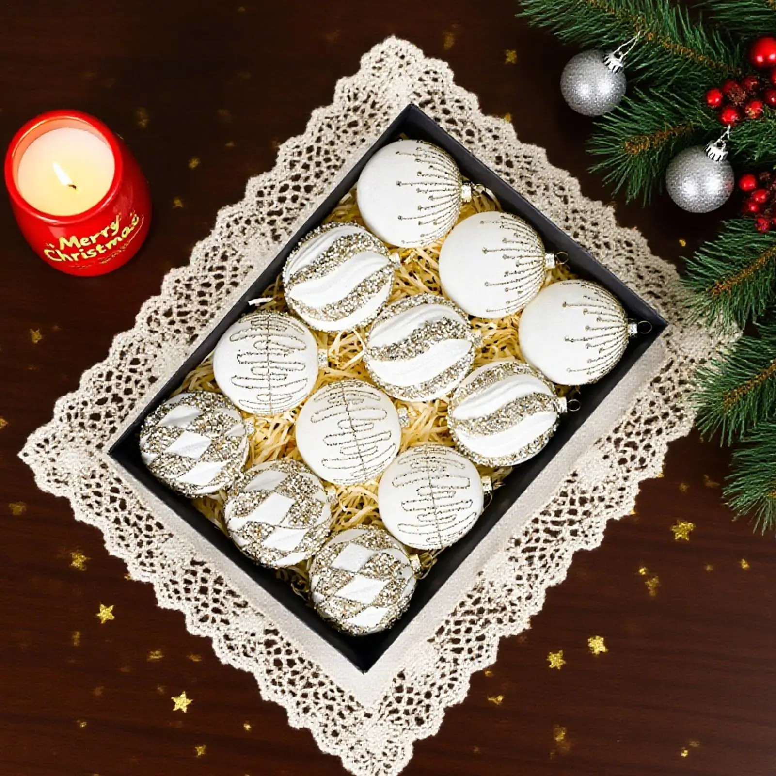 

Рождественские бархатные шары, 12 предметов, рождественские флокированные шары, украшения, товары для вечеринок для дома, кухни, внутренняя стена, камин для гостиной