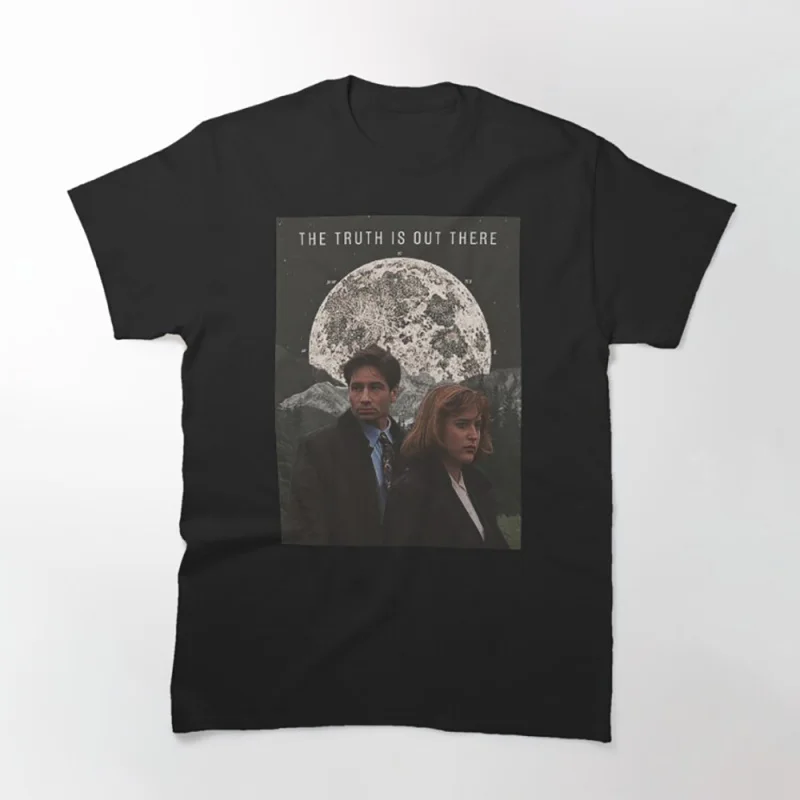 

0305 Mulder and Scully Sci fi tv series The X Files Trust No One Gift t shirt Retro Alien movie Graphic clothes All size tops