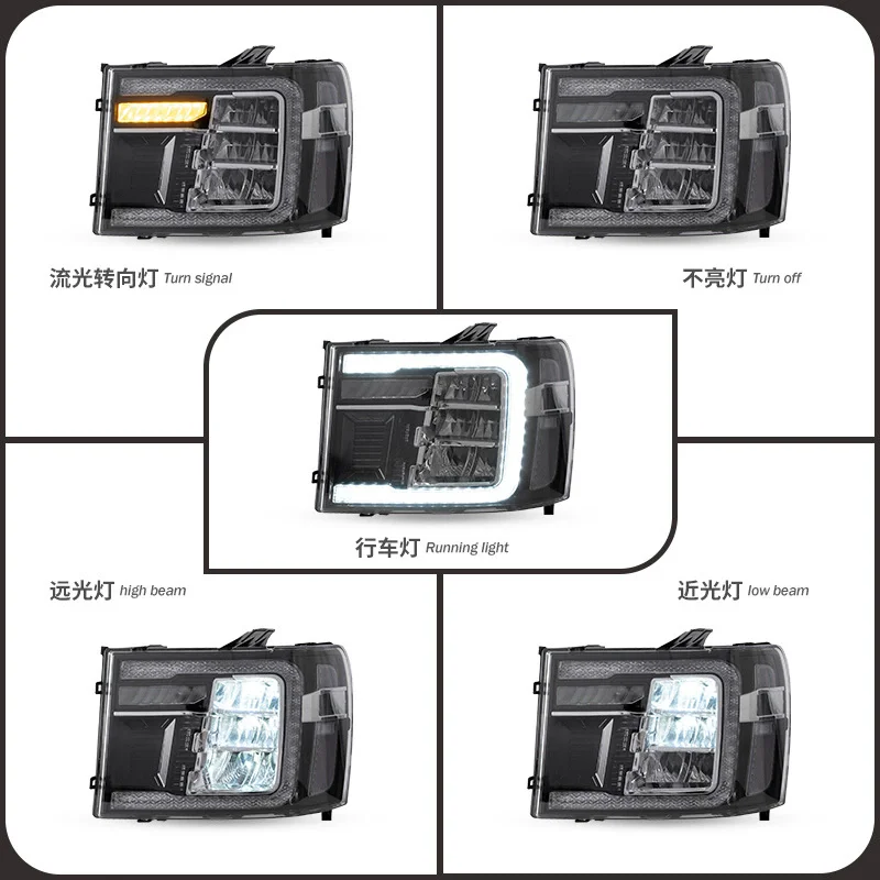 Retrofit 12V 6000K LED Headlight Assembly with Turn Signals White Light Front Universal Fitment