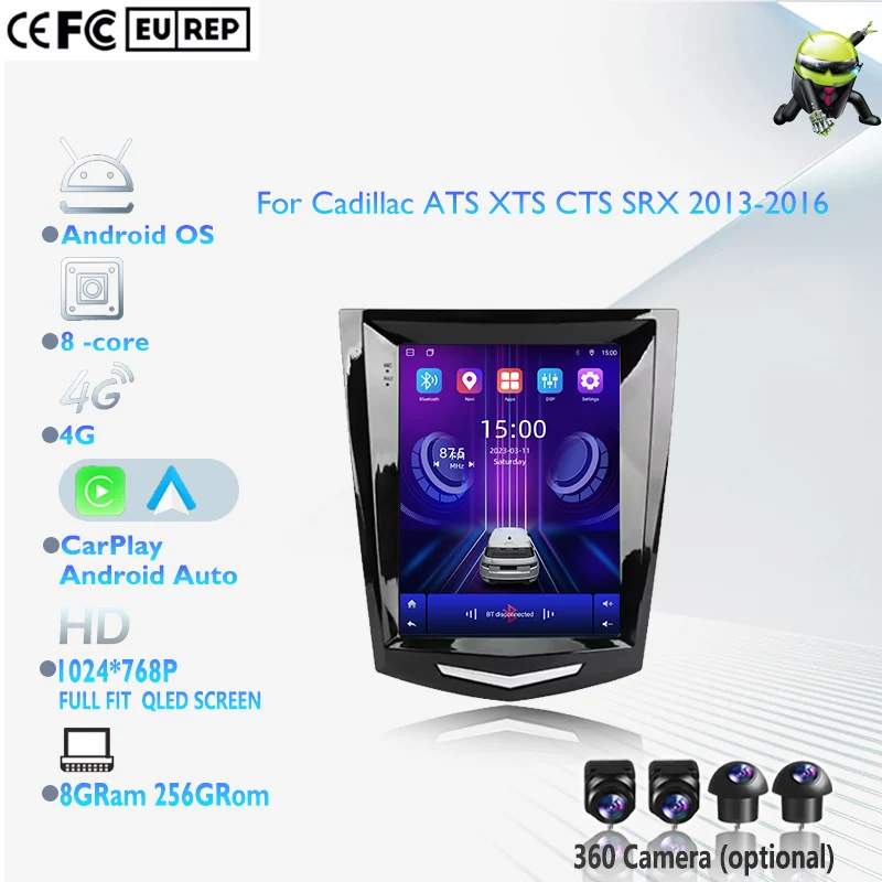 Radio para Auto Android 16, Reproductor Multimedia 2DIN, GPS, Navegador, Estéreo, RDS, Pantalla para Cadillac ATS XTS CTS SRX 2013-2016 HD Auto