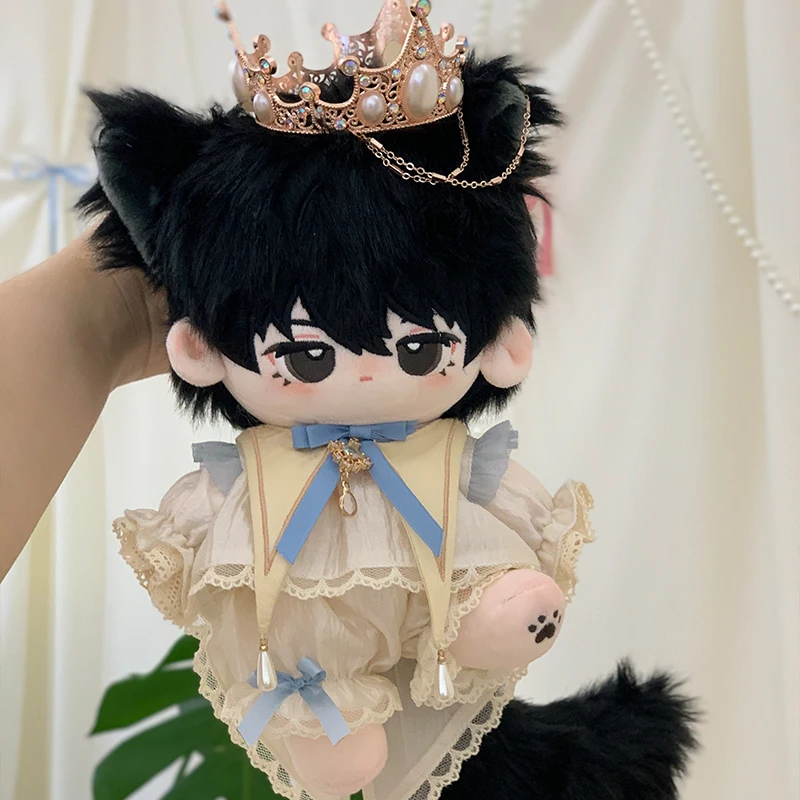 

20cm Plush Doll Clothes Handmade Palace Style Retro Sweet Cute Crown Shirt Tie White Casual Pants Set For Doll Accessories Toy