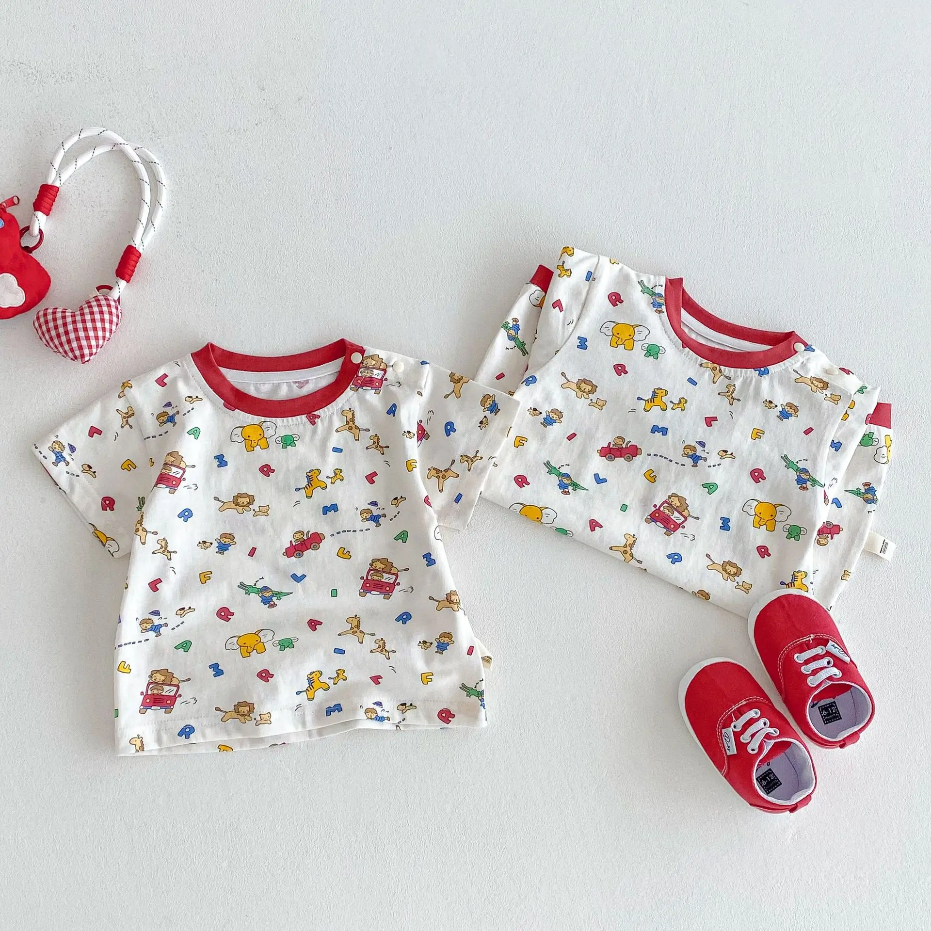 Children's Full Version Cartoon T-shirt 2025 New Summer Boys' Cute Printed Summer Dress Thin Baby Stylish Jumpsuit
