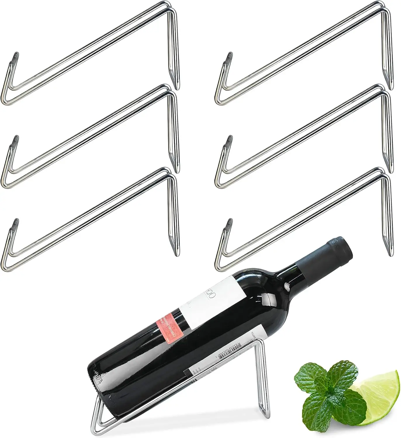 

Stainless Steel Wine Rack Set of 6, Single Bottle Holder Organizer for Wine Lovers