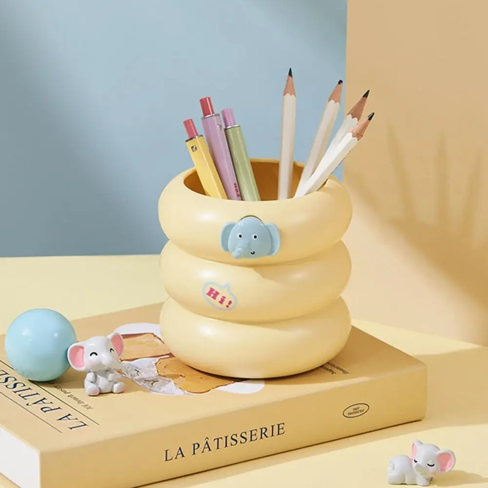 

Round/Square Pen Holder Cute Cartoon Multifunctional Plastic Pencil Case Creative Practical Desk Pen Container