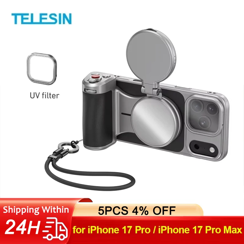 

TELESIN Master Grip Magnetic Phone Camera Handle with UV Filter Support for iPhone 17 Pro/iPhone 17 Pro Max for Vlog Photography