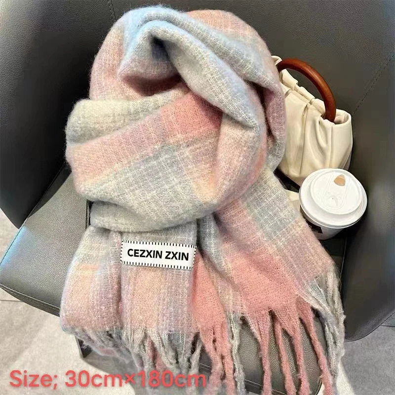 A High-End Checkered Shawl For Women In Winter, Warm And Korean-Style Atmosphere, A Versatile Student Shawl, And A Scarf