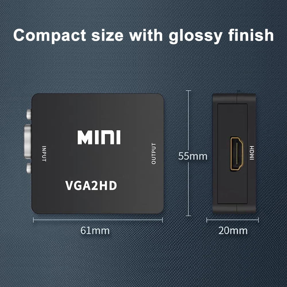 Mini VGA to HDMI-compatible Converter VGA2HDMI Video Box Audio Adapter HDTV 1080P For Notebook PC HD TV Projector TV Portable