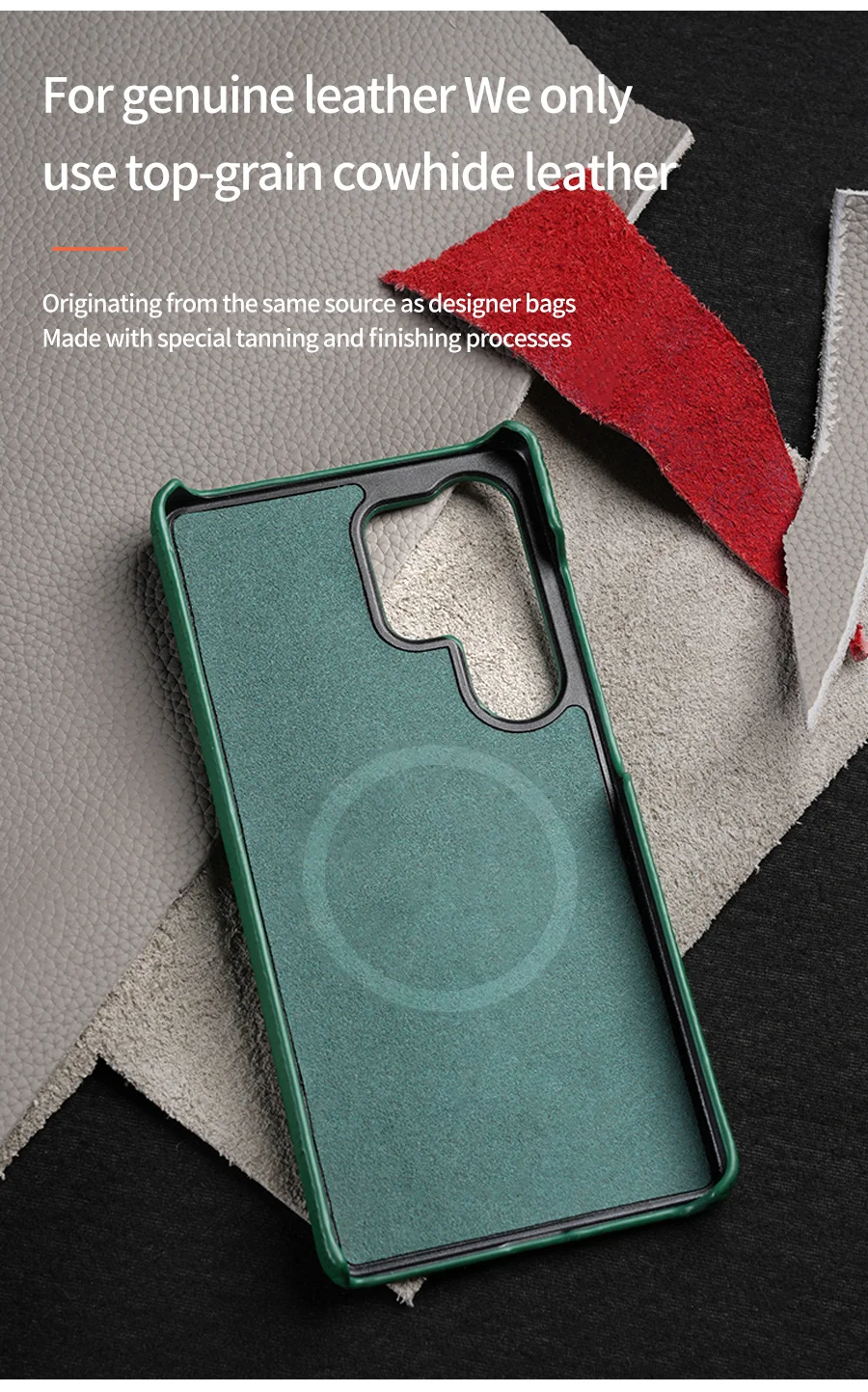 for Magsafe Case for Samsung Galaxy S26 S24 S25 Ultra Plus Natural Cowhide Leather Magnetic Protector Luxury Phone Back Cover