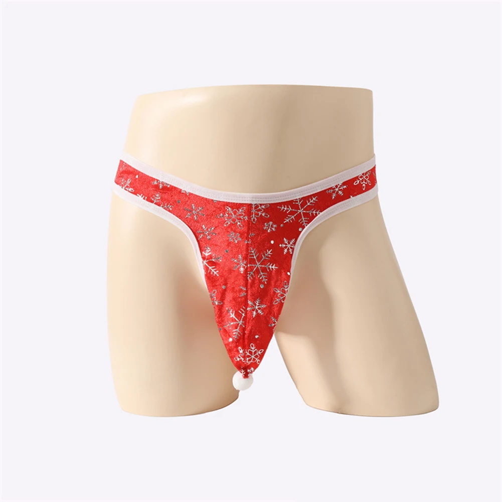 

Men Sexy Christmas Briefs Hat Gay Sissy Bulge Pouch Snow Print Summer Men's Panties Low Waist Lingeries Underwear For Hot Man