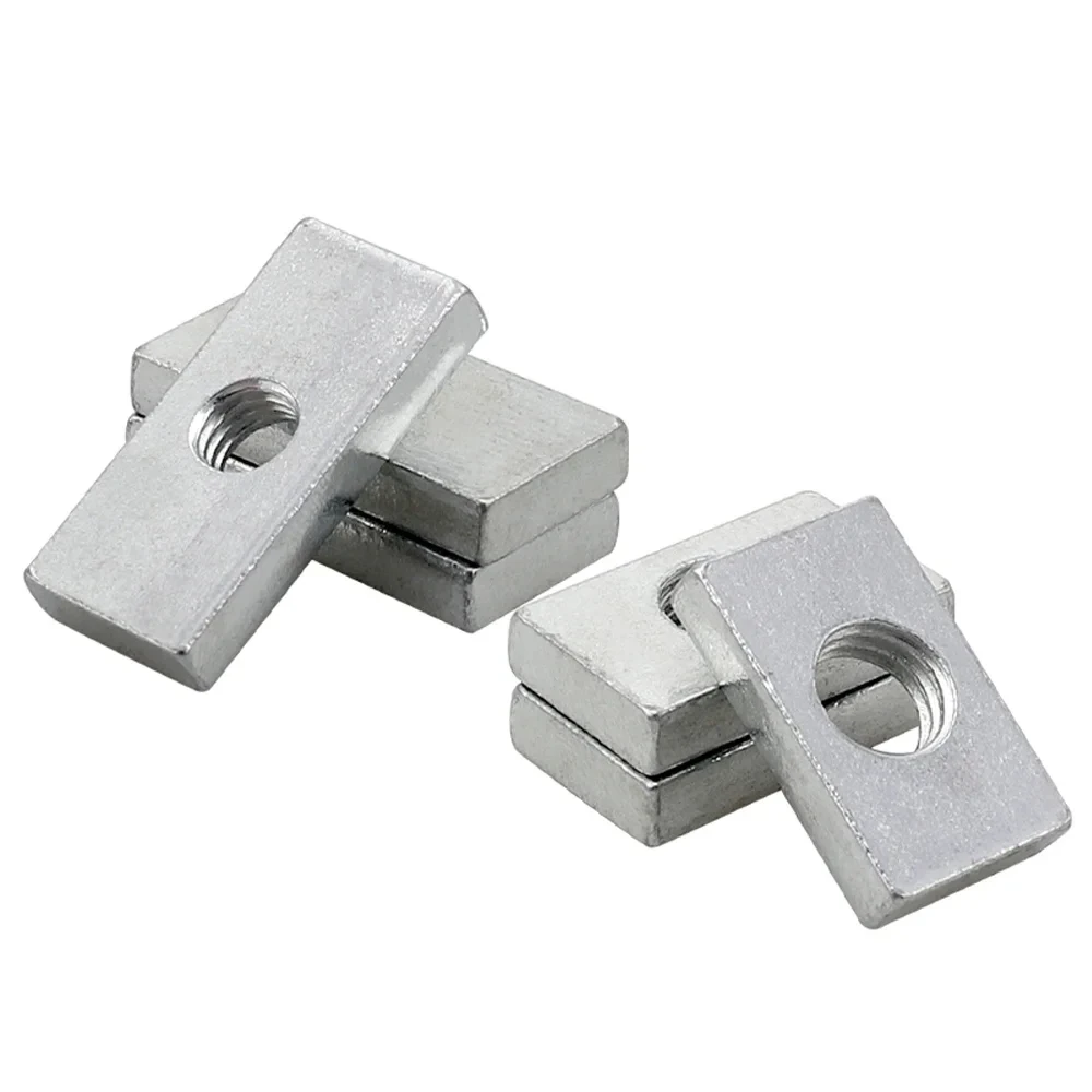 10-50Pcs M3 M4 M5 M6 M8 Square Nut Rectangular Nuts Thin Slider Block Nuts Zinc-Plated Carbon Steel Aluminum Profile Accessory