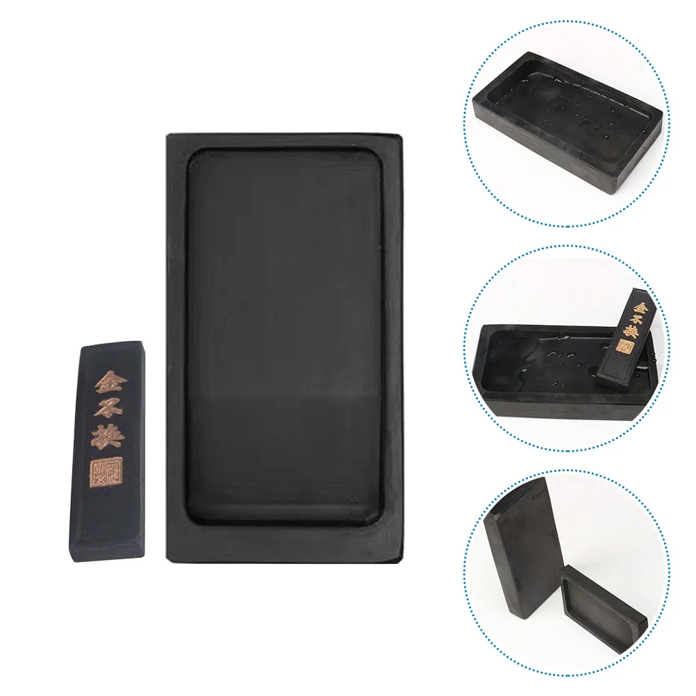 Chinese Calligraphy Inkstone Preserve Inkslab for Writing Grinding with Stick Painting Drawing