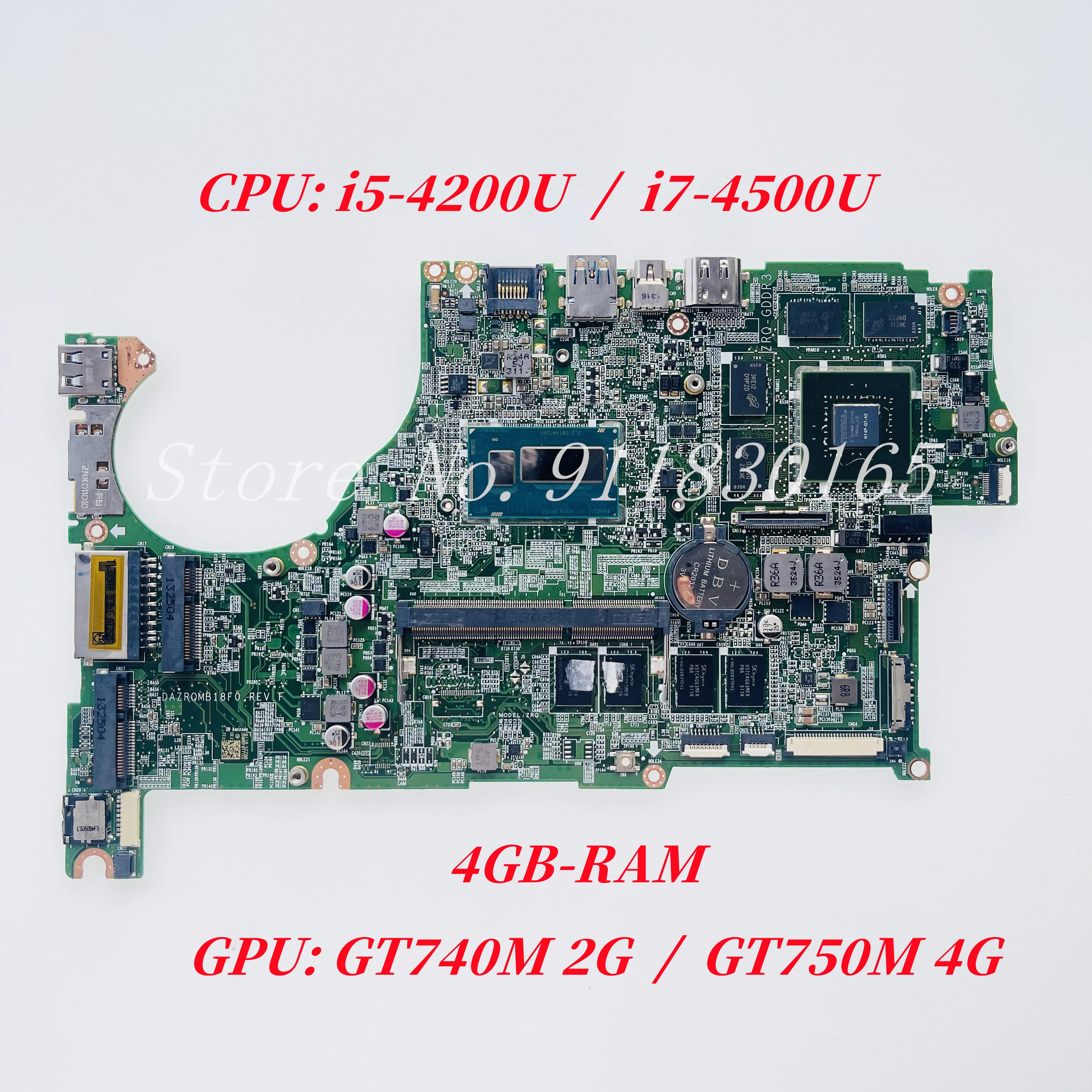 

DAZRQMB18F0 For Acer Aspire V5-573G V5-473G V5-573P V7-482PG V5-473P V7-582PG Laptop Motherboard With i5 i7 CPU GT750M/740M GPU