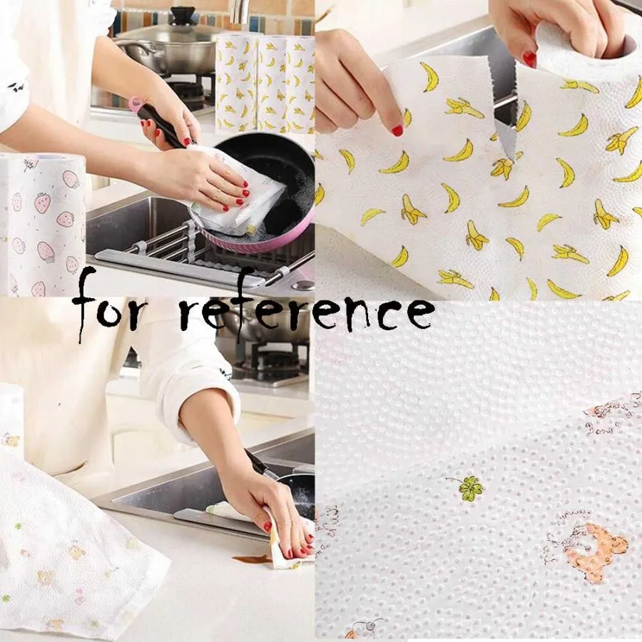 2 لفات من المناشف الورقية للمطبخ للاستعمال مرة واحدة بألوان عشوائية، لفات مناديل المطبخ المطبوعة