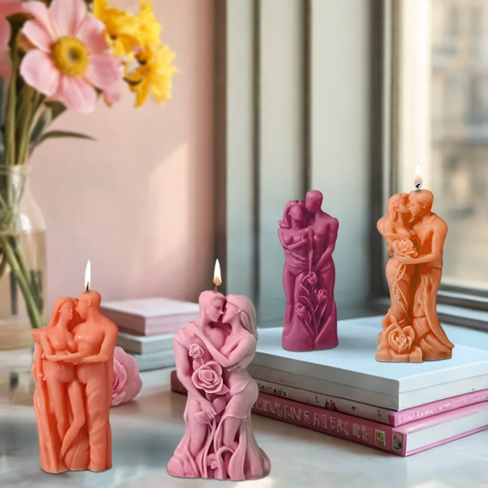 

Silicone Valentine's Day Candle Mold Reusable Non-slip Plaster Mold Easy To Demold DIY Couple Aromatherapy Candle Mold Wedding