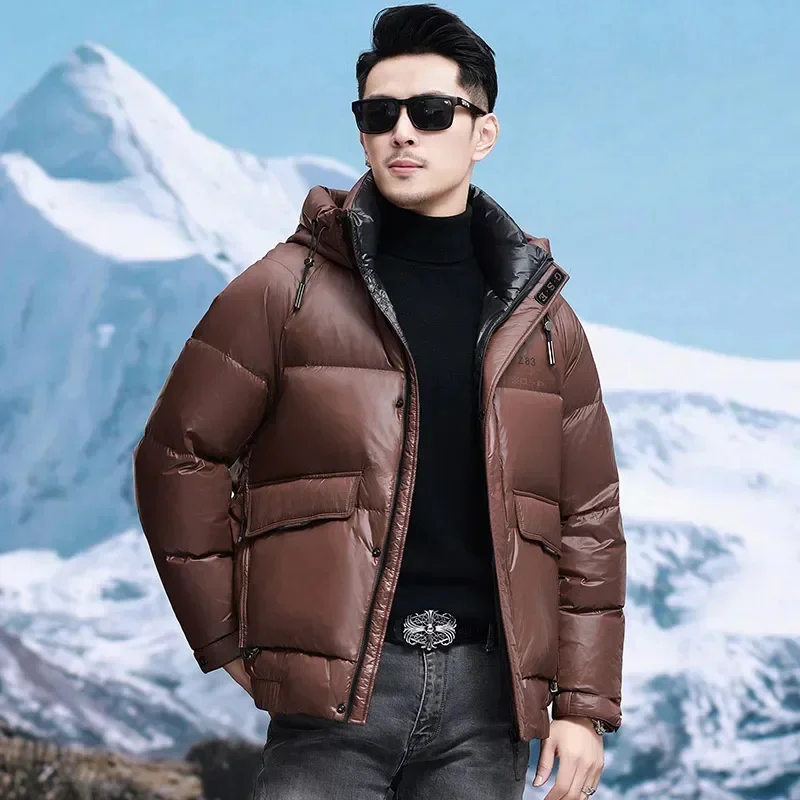 Designer de luxo masculino jaqueta inverno novo casaco curto aquecido longo cheio ganso super engrossado leve