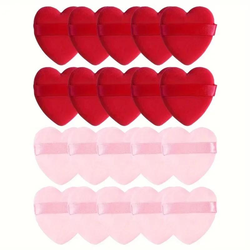 20 spugne per soffio per trucco a forma di cuore morbido amore per cosmetici in polvere sciolta, fondotinta per cipria per viso e corpo