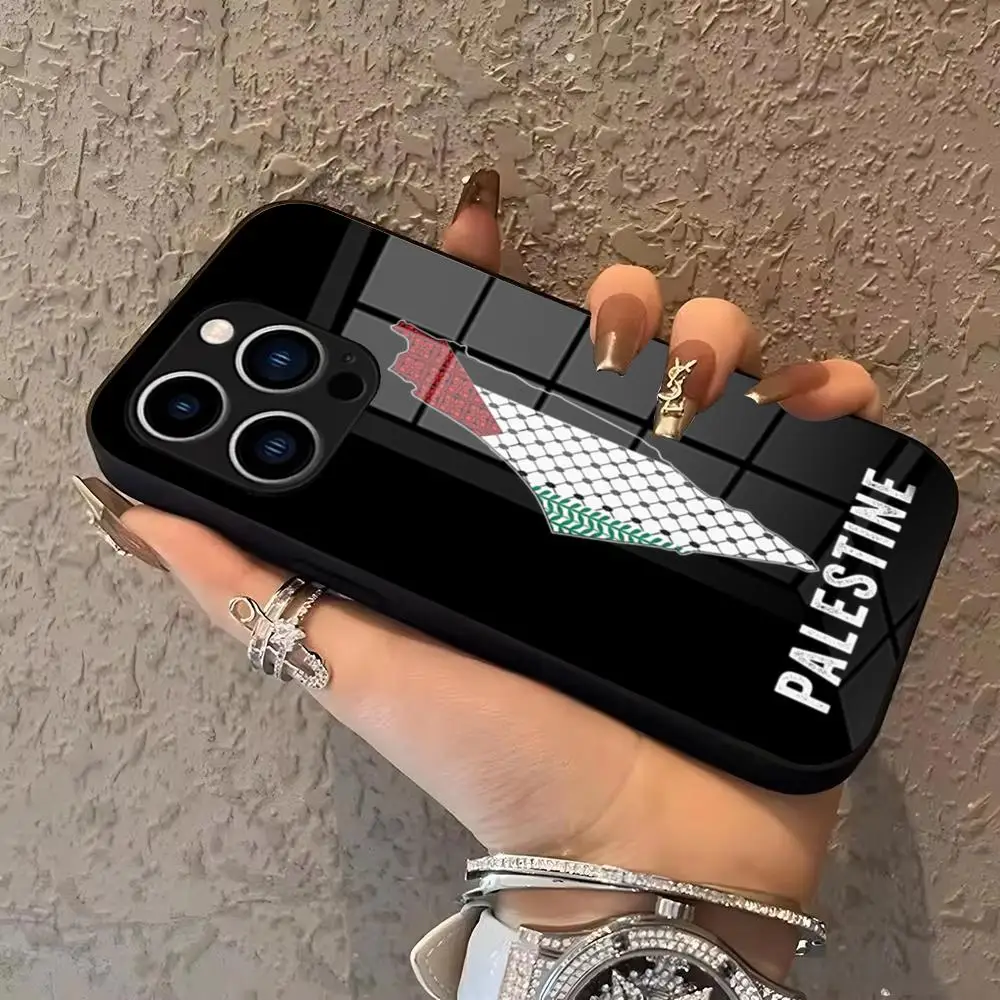

Palestine Calligraphy Flag Phone Case Tempered Glass For IPhone 17 16 15 Pro Max 14 13 12 Mini Plus Samsung S25 Ultra phone case
