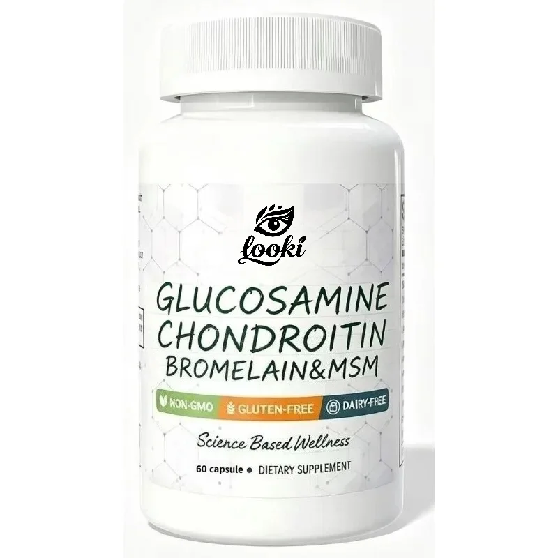 Glucosamine Chondroitin Combined MSM, Bromelain, Frankincense, Collagen, Hyaluronic Acid, Selenium, and Vitamin D in 60 Capsules