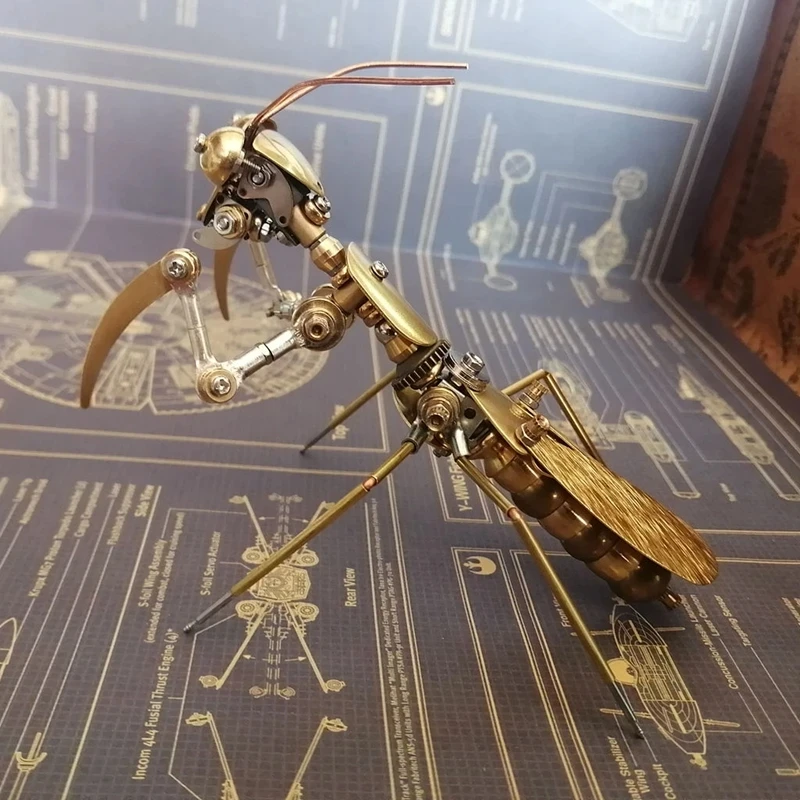 2023 nowy Steampunk mechaniczny owad metalowy model Big Mantis ręcznie robiona kreatywna dekoracja rzemieślnicza