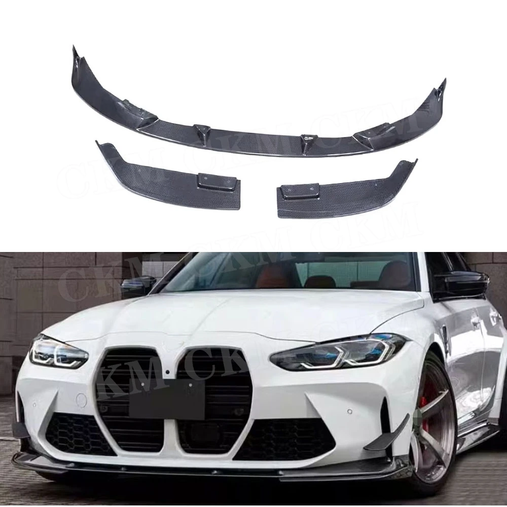 

3pcs Front Bumper Lip Front Splitters Dry Carbon Fiber Front Bumper Lip Spoiler FRP For BMW M3 M4 G80 G82 G83 2020+