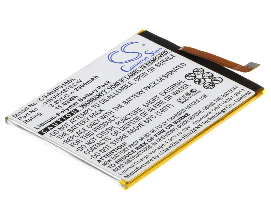 CS Replacement Battery for Huawei P9 Lite,P9 Lite Dual SIM,P9 Lite Dual SIM LTE,VNS-L23,Venu PN:HB366481ECW 2900mAh / 11.02Wh