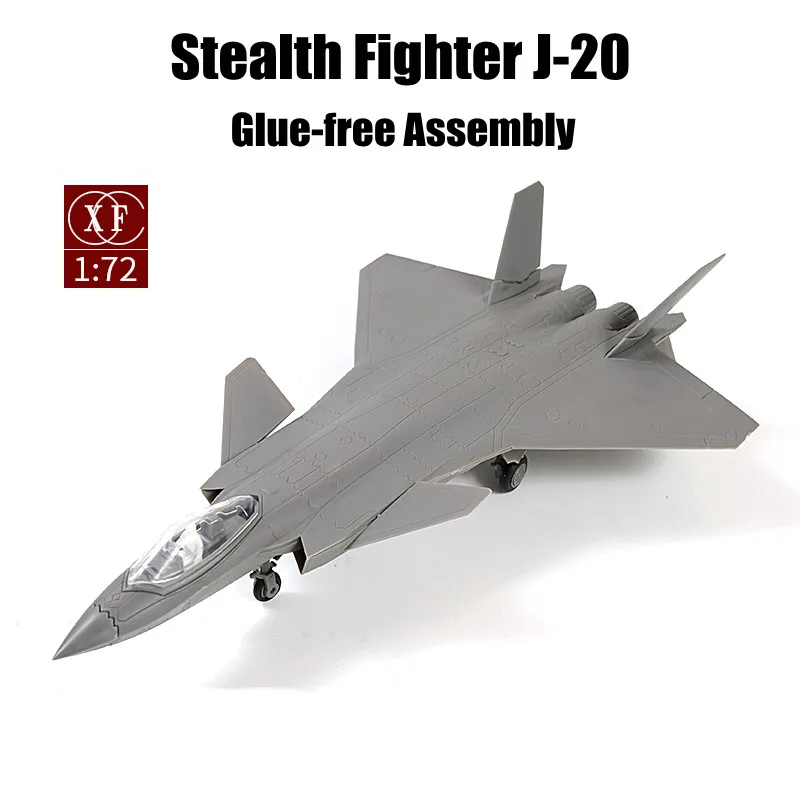 1/72 China PLA J-20 Fifth Generation Stealth Fighter Glue-free Military Assembly Model DIY Airplane Toy
