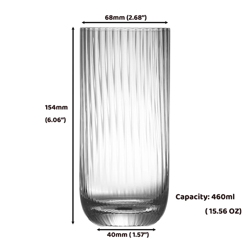 Lead Free Creative Glass Crystal Highball Glass Barware Collins Tumbler Drinking Glasses For Water, Juice, Beer, And Cocktail