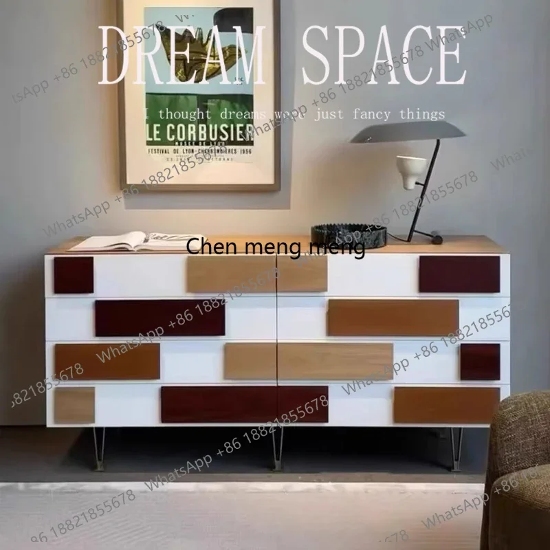 

Modern Minimalist Entryway Cabinet Home Dining Side Solid Wood Multi-Color Door Bedroom Chest of Drawers