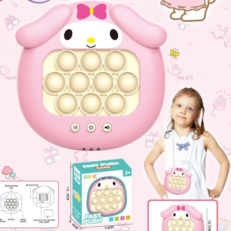 Sanrio Hello Kitty Quick Push Childrens Press Handle Fidget Toy Quick Push Game Squeeze Relief Toys Whac-A-ole Toys Sensory Toys