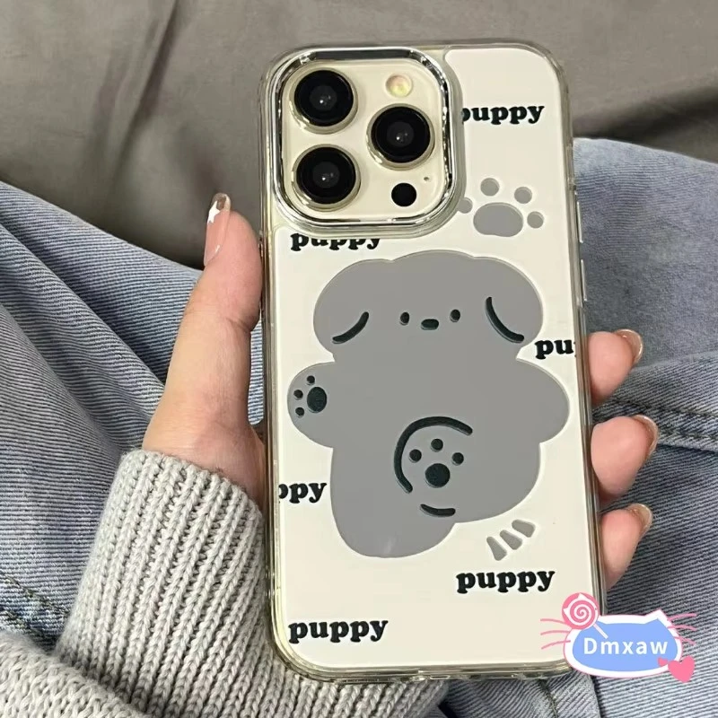 Für OPPO A1 F21 Pro 5G Reno 10 9 Pro 8 Pro Plus 6 8T 4G Telefon Fall Ins Stil Niedlichen Welpen Spiegel Stoßfest Soft Cover