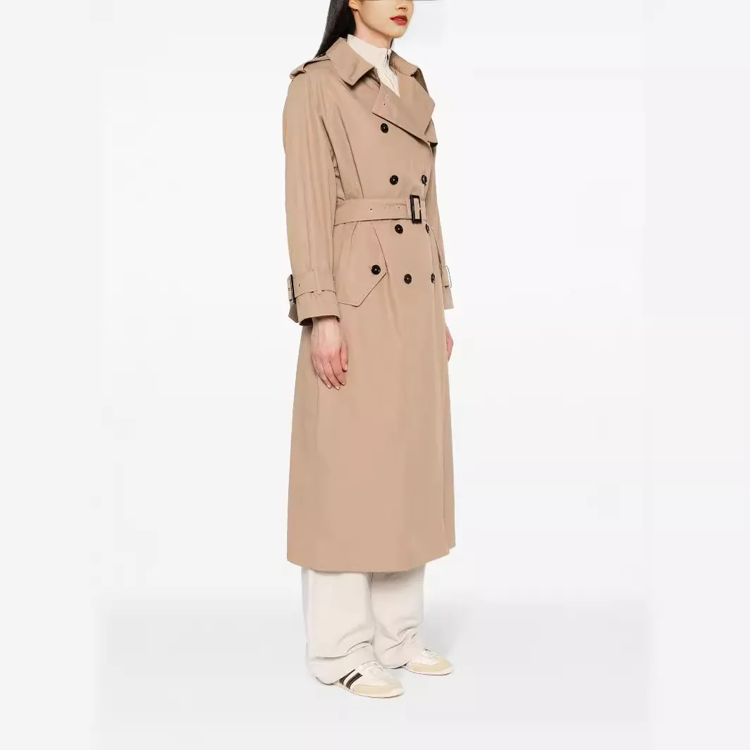 SuperAen 2024 Spring Autumn New Fake Two Piece Lapel Two Row Buckle Long Trench Coat