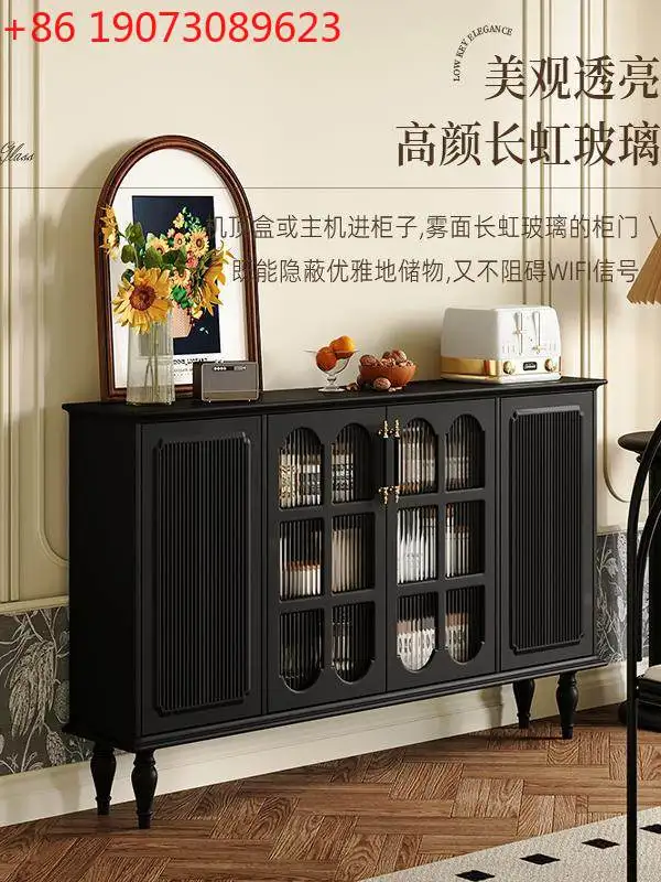 

Американский ретро-столовой боковой шкаф, ультратонкий черно-белый шкафчик для гостиной у стены, французский вход из цельного дерева