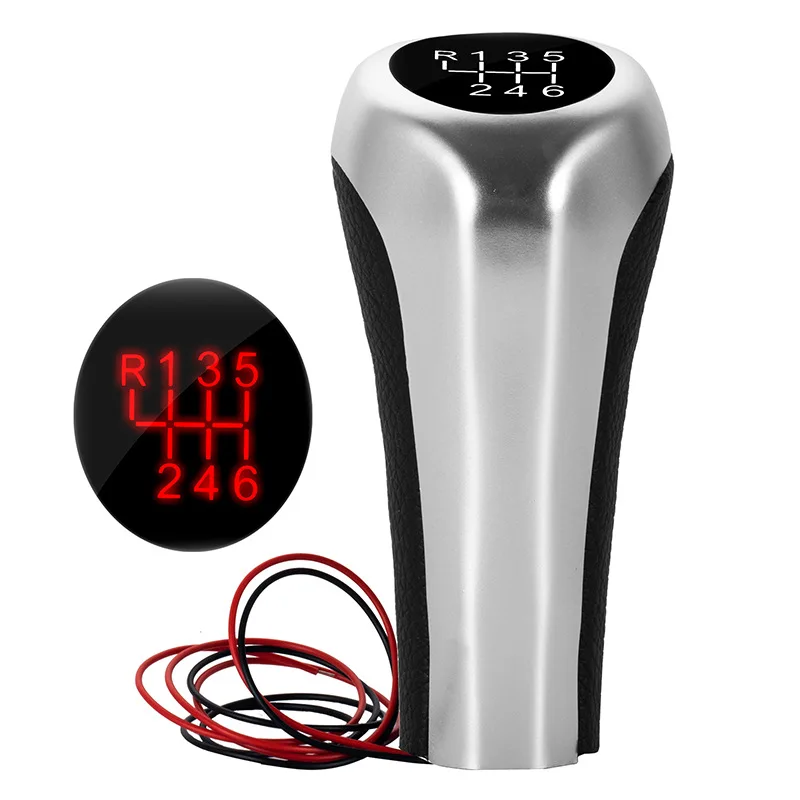 LED Licht 5/6 Speed Auto Pookknop Zilver Koolstofvezel Voor BMW E46 E90 E91 E92 E36 E30 E32 E34 E36 E38 E39 E60 X1 X3 X5