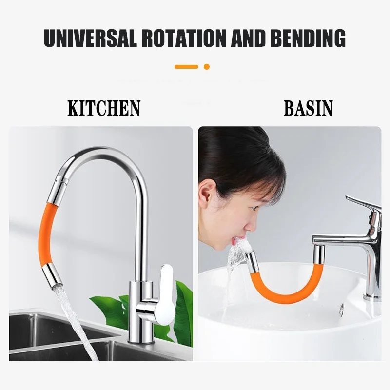 Kitchen Faucet Extension Hose Bathroom 360° Rotation Bending Faucet Extender Wash Basin Water Saving Tap Filter Extension Tube