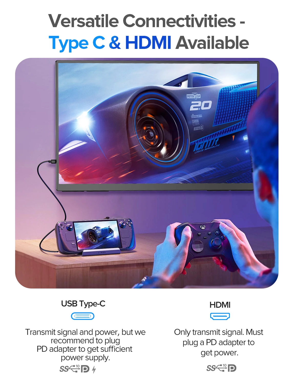 23.8 Polegada 100Hz Porter Monitor 1080P 100%sRGB HDR FreeSync Gaming Extender Screen para laptop Xbox PS4/5 Game Console Pc Displays