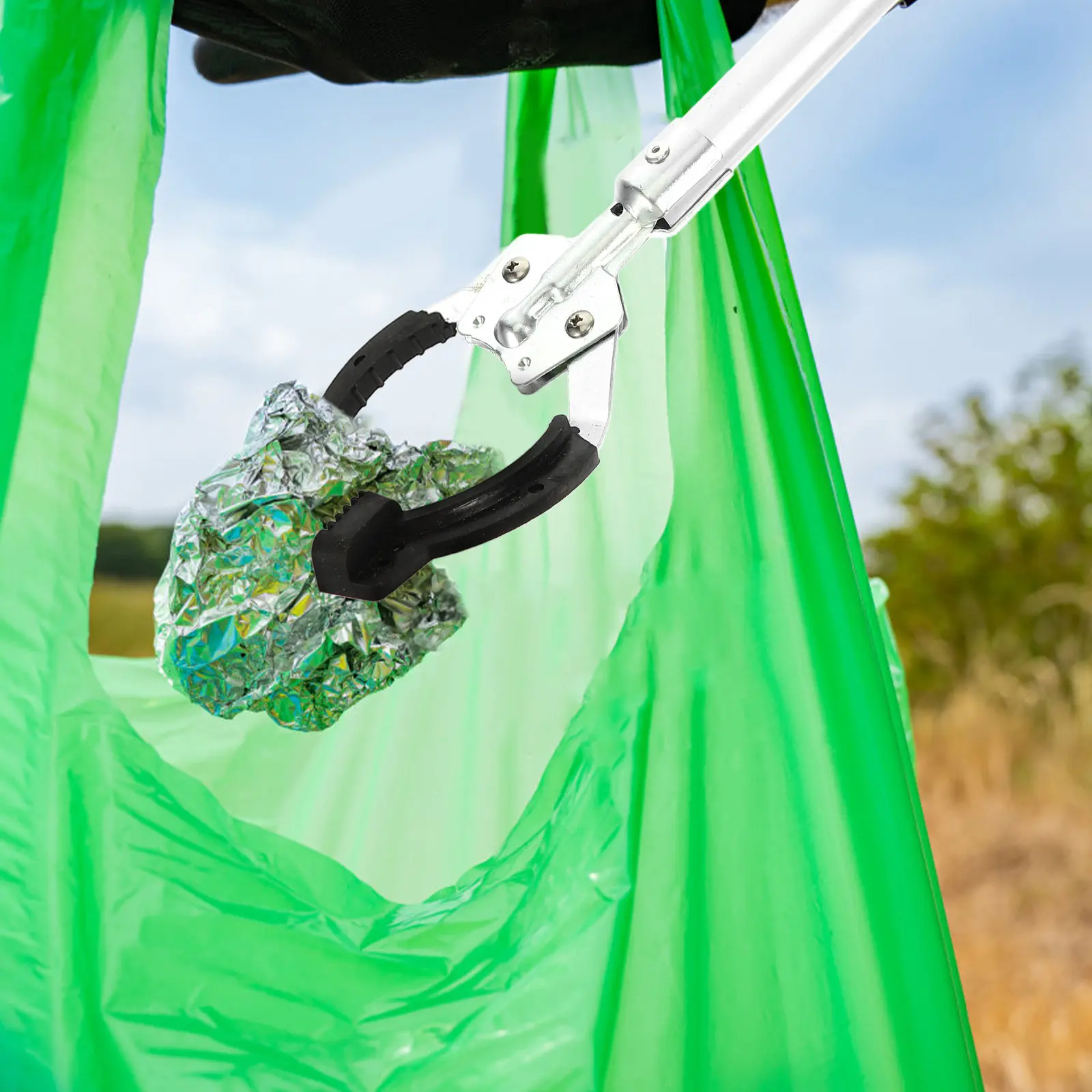 

40Cm Aluminum Reacher Grabber Heavy Duty Up Tool for Elderly Disabled Wheelchair Users Indoor Outdoor Trash Pickup Yard Park Car