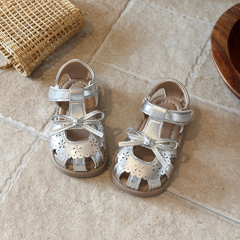 2026 Summer Baby Girls Sandals Cut-Outs Lace Princess Shoes Children Sandals Anti Slip Soft Sole Toddler Kids Beach Shoes