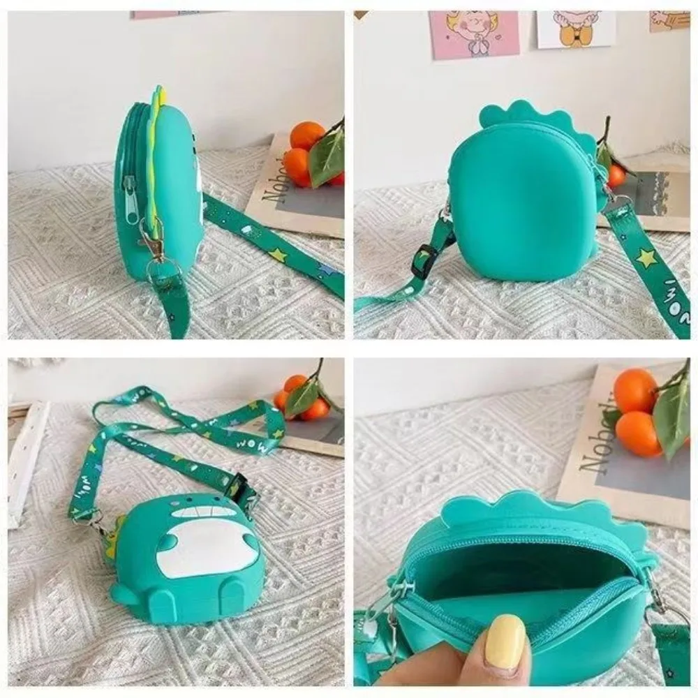 Cartoon Dinosaur Crossbody Bag Children Silicone Phone Pouch Shoulder Bags Satchel Girls Lovely Purse Animal Handbags Wallets