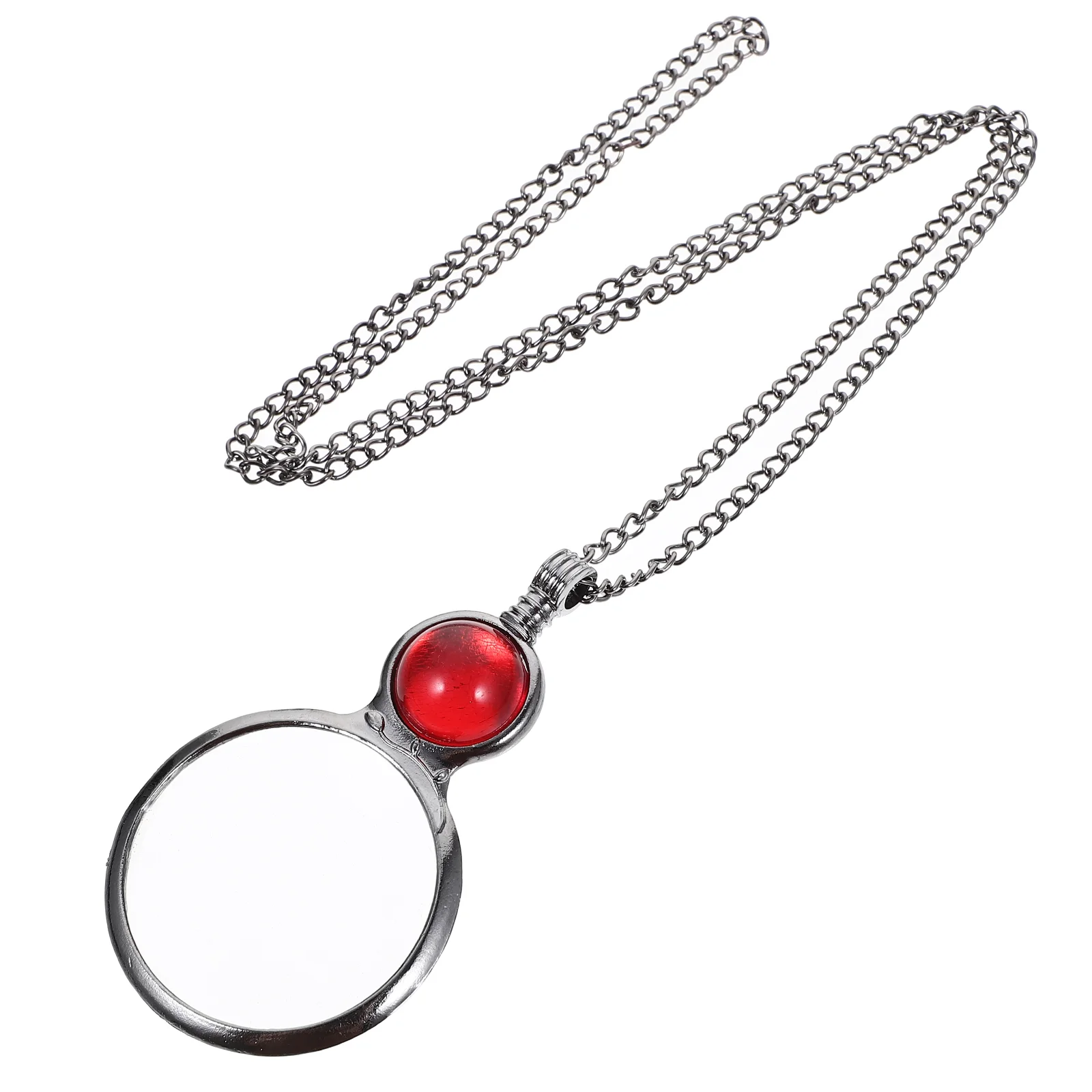 Necklace Magnifying Glass Red Gift Monocle Decor for Magnifier Choker Pendant Portable