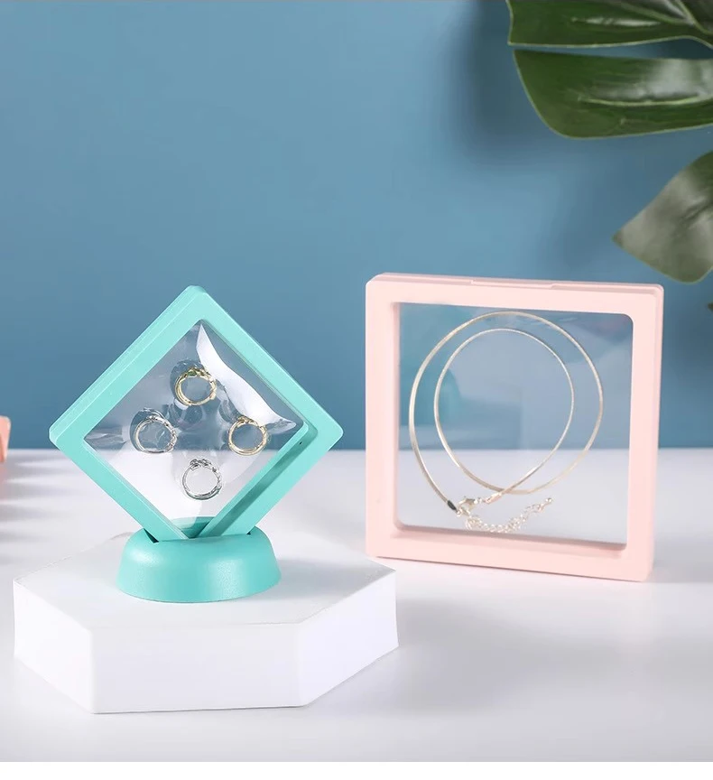 Bulk 3D Floating Frame Display Holder Stand Ornament Organizer Case Lot of 10 Travel Portable Suspended Gift Jewelry Storage Box