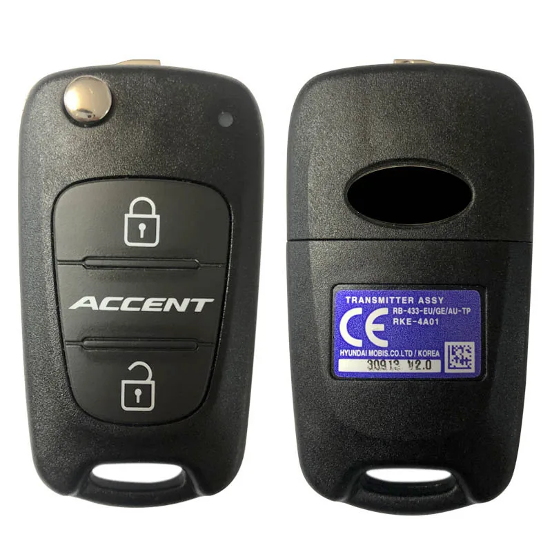 CN020122 OEM 2 Button Remote Key Flip Fob 433MHZ FCC 95430-1R110 RKE-4A01 For Hyundai Accent 2010-2013